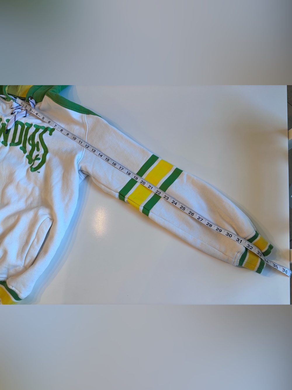 Tampa Bay Rowdies Lace up Hoodie, Men’s XL, white green & yellow - Picture 8 of 15